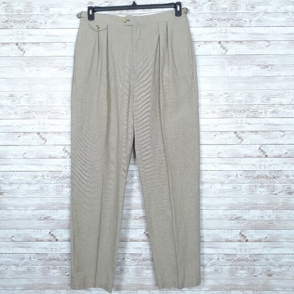 Vintage Tommy Hilfiger Golf Pants 36x34 Pleated Waist Adj Beige Houndstooth 69 - Picture 1 of 6
